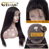 QTHAIR 14A 4x4 Lace Closure Wigs Straight Lace Front Wigs Human Hair With Baby Hair (12inch, 150% Density) Straight Hair Wigs For Black Women Natural Color