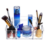 Clear Acrylic Makeup Organizer with Diamond Pattern,Acrylic Cosmetic Brushes Holder Storage Tray with 6 Dividers for Bathroom and Bedroom,Perfects for Organizing Palette,Jewelry and More (Large)