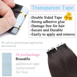 S-noilite Rooted Tape in Human Hair Extension for Women Glue in Remy Human Hair Piece Seamless Skin Weft Invisible Double Tape Full Head Straight 40Pcs 100Gram (22Inch #1B Natural Black)