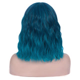 Mersi Blue Wigs for Women, 13'' Short Bob Hair Wig with Bangs, Cute Soft Natural Synthetic Wigs for Daily Party Halloween S046BE