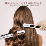 DOOPEN Hair Straightener,5-in-1 Flat Iron Plate,Hair Straightener and Curler 2 In 1,15s Fast Heating,LCD Digital Display,Dual Voltage,1 Inch,White