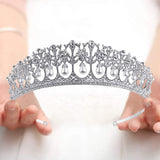 VIJIV Royal Crystal Tiara Wedding Crown Headband Princess Headpieces Bridal Hair Accessories Party Supplies Silver