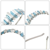 Raw Crystal Quartz Headband Crown - Rhinestone Tiara Mermaid Crown Headband for Women Bride Wedding Parties Hair Hoop (Transparent+Blue)