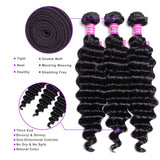 VRVOGUE Human Hair Brazilian Deep Wave 3 Bundles (14" 14" 14" ) 100% Unprocessed Natural Color Virgin Brazilian Human Hair Weave Extensions Bundles (14 14 14)