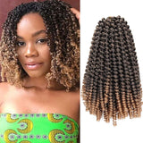 4 Packs 8 Inch Spring Twist Braiding Hair Crochet Braids Bomb Spring Twist Crochet Hair Fluffy Twist Hair Jamaican Bounce Synthetic Hair Extensions(T1B/350#)