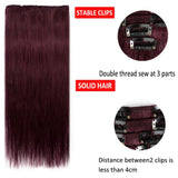 16 Inch Clip in Human Hair Extensions 65g Thin 8 Pcs Clip on Human Hairpieces Standard Weft Soft Long Straight Hair for Women Gift #99J Wine Red