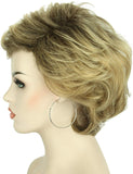 Kalyss Short Curly Wavy Ombre Blonde Wigs with Hair Bangs Natural Looking Dark Roots Synthetic Full Hair Wig