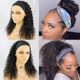 Human Hair Headband Wig Deep Wave Human Hair Wigs for Black Women Glueless None Lace Front Wigs 150% Density 16inch