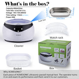 Ultrasonic Jewelry Cleaner 650ml Digital Quiet 40kHz High Frequency Touch Control for Jewels Watch Band