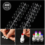 480 Tips False Nail Tips Color Chart, Nail Art Color Display Card Board Template with Adhesive Sticker for Colorful Nail Polish (Transparent)