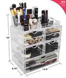 Sorbus Acrylic Cosmetics Makeup and Jewelry Storage Case X-Large Display Sets -Interlocking Scoop Drawers to Create Your Own Specially Designed Makeup Counter -Stackable and Interchangeable (Clear)