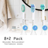 Brushmo Replacement Toothbrush Heads Compatible with Phillips Sonicare Electric Toothbrush Value Pack (8+2).