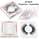 100 Piece Paper Eyelash Packaging Box Lashes Boxes Packaging, 50 Piece Empty Eyelash Boxes Lash Box, 50 Piece Empty Eyelash Boxes Tray False Eyelashes Storage Box Packing Box Lid Tray (Marble)