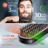 CCVOO Beard Straightener for Men - Premium Anti-Scald Electric Ionic Heated Beard Brush - Beard Straightening Comb - Straighten Both Beard & Hair for Men & Women