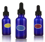 12 Pack Dropper Bottles, 1oz Glass Bottles with Glass Eye Droppers, 94 Labels, Empty Tincture Bottles for Essential Oils & More Liquids, Cobalt Blue