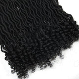 6Packs Goddess Locs Crochet Braids Black Wavy Faux Locs Crochet Hair Curly Ends Dreadlocks Synthetic Braiding Hair Extensions (18" 6Packs, 1)