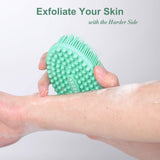HEETA 2-Pack Body Brush for Wet and Dry Brushing, Silicone Bath Brush for Gentle Exfoliating on Softer, Glowing Skin, Gentle Massage with Bath Brush to Improve Your Blood Circulation (Pink & Green)