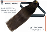 15In Clip in Hair Extensions Human Hair Classic Dark Brown Silky Straight Thickened 100% Remy Brazilian 8A Grade For Women 70g7pcs(15In#2)