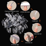 612 Pieces Coffin Nail Tips kit, Include 600 Pieces Full Cover Clear False Nails French Coffin Ballerina Nail Tips, Nail Glue, Nail Buffer File, Emery Board Nail File, Nail Clipper and Cuticle Pusher