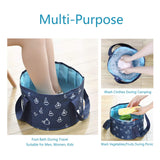 Collapsible Foot Bath Tub for Travel, Portable Foot Soak Spa Basin Multifunctional Folding Water Bucket for Soaking Feet, Washing Vegetables and Fruits, Outdoor, Camping (25L, Dark Blue)