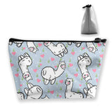 Cartoon Alpaca Pattern Cosmetic Bag for Women, Portable Travel Makeup Pouch Multifunction Accessories Organizer Case with Zipper Toiletry Purse