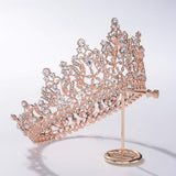 S SNUOY Full Round Crystal Queen Crown Rose Gold Rhinestone Bridal Tiara Headband Pageant Prom Wedding Hair Jewelry