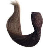 18"/18 Inch Balayage Ombre Halo Human Hair 100g Medium Brown Fading to Platinum Blonde Straight Halo Real Hair Extensions Remy Hair