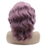 Mxangel Shoulder Length Synthetic Lace Front Purple Stylish Wavy Wig Natural Halloween Party