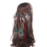 AWAYTR Feather Headband Festival Headwear - Bohomia Feather Rope Crown Headdress For Woman Girls