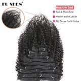 Kinky Curly Clip In Hair Extensions Clip Ins Human Hair for African American Women 8A Grade Unprocessed Brazilian Virgin Hair Natural Color 20 Inch FU SHEN