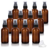 2 oz Amber Glass Boston Round Treatment Pump Bottle (12 pack) + Funnel