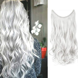 22"/24" Curly Straight Invisible Hidden Wire Synthetic Hair Extensions Secret Wire No Clips Full Thick Hairpieces