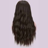 Lizzy Dark Brown Wig Synthetic 26" Long Curly Wavy Wigs for Women Natural Full Brown Wig Middle Parting Hair Replacements Wigs for Daily Use