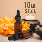 4 Pack Essential Oil Bottles - Round Boston Empty Refillable Amber Bottle with Glass Dropper [ Free Stainless Steel Funnel ] for Liquid Aromatherapy Fragrance Lot - (1/3 oz) 10ml