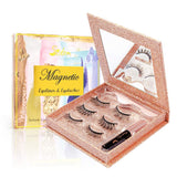 Magnetic Eyelashes with Eyeliner Kit, 3 Pairs 3D Natural Look False Magnetic Lashes Kit, Waterproof Long Lasting Magnetic Eyeliner 10mL, Mirror Box with Professional Tweezers -No Glue Needed