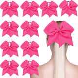 20 Pieces Breast Cancer Awareness Cheerleader Bow Cheerleading Hair Bow Large Hair Bow, 7 Inch (Light Pink)