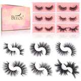 BEEOS Luxury False Eyelashes 3D Siberian Mink Lashes, 16-25 mm 6 Styles Multipack 100% Real Mink Fur Handmade High Volume Fluffy Eye Lash 6 Pairs/Queen