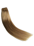 120g Clip in Extensions 15inch Clip in Human Hair Extensions Silky Straight Clip in/on Hair Thick End Full Head Top Fashion Summer Hairstyle for Women 7pcs #27 Dark Blonde(16"18"20"22")