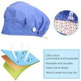 SATINIOR 7 Pieces Bouffant Hats with Buttons Headwrap Caps with Sweatband Multicolor Elastic Hair Covers for Men Women