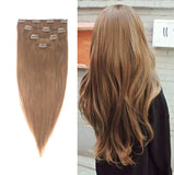 Human Hair Extensions Silky Straight 4Pcs 10 Clips in Real Hair Extensions