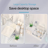 Cute Makeup Organizer with 10 Compartments and 2 Tiny Drawers, ZZWS Multifunction Desk Organizer, Storage Organizer for Vanity Countertop, Desk, Bathroom, Cosmetic, Makeup Brushes, Lipsticks (White)
