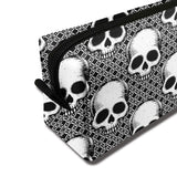 Black And White Skulls Makeup Bag Adorable Travel Cosmetic Pouch Toiletry Organizer Case Gift for Women