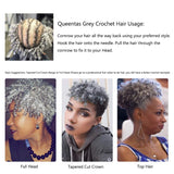 Queentas 10inches Grey 3 Pack Saniya Kenzie Toni Curl Crochet Carrie Curl(8mm) Synthetic Hair Extensions(Natural Black Mixed Grey)