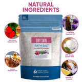 Dry Skin Bath Salt 128 Ounces Epsom Salt with Natural Geranium, Lavender, Ylang Ylang, and Lemon Essential Oils Plus Vitamin C in BPA Free Pouch with Easy Press-Lock Seal