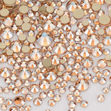 Facerain Flat Back Rhinestones for Nail Arts and Crafts Non-hotfix Glass Crystal Rhinestones, Mix Size,SS4-SS20,1440PCS (LT.Peach)