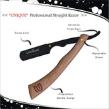 American Wood Stylish Cut Throat Barber Salon Men Shaving Razor +100 Blades