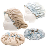 Large 22 Inches- LT BLUE Shower Cap and Hair Bonnet (2 in 1 Satin & Microfiber Waterproof/Water Repellent Fabric CAP)