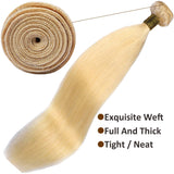 24 Inch Long 613 Blonde Human Hair Bundles For Black Women 100% Real Platinum 613 Blonde Bundles Brazilian Straight Human Hair Weft 613 Unprocessed Human Hair Virgin Remy Blonde Bundles Straight Unit