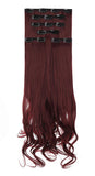 XBwig 6pcs 14 Clips Double Weft Hair Extensions 20"23 Inch Wavy Curly Straight Full Head Clip In On Hairpiece 160g（20"-Curly Wine Red）