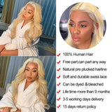 613 Lace Front Wig Blonde Body Wave Human Hair Wigs for Black Women T Part Lace Wigs with Baby Hair Pre Plucked 150% Density Brazilian Blonde Human Hair (16inch Body Wave Wig)